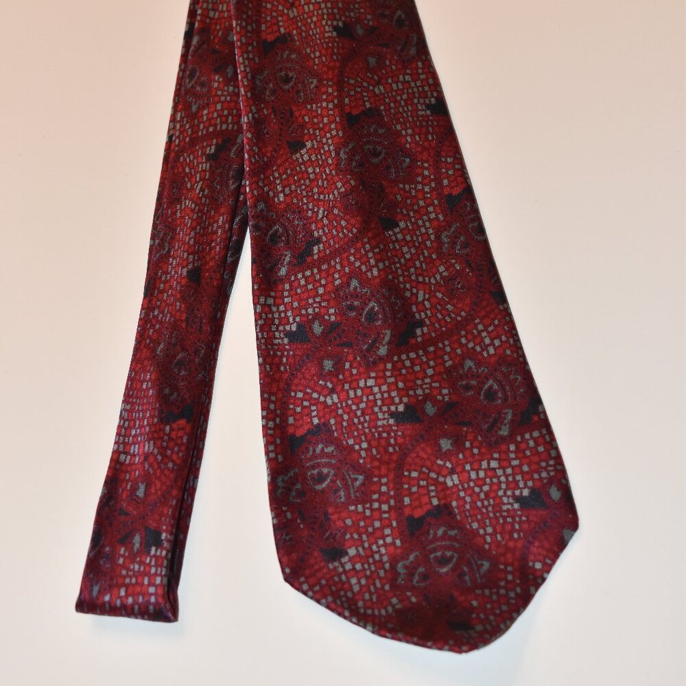 Vintage Stefano Ricci Italy Luxury Burgundy Patterned Neck Tie Mens